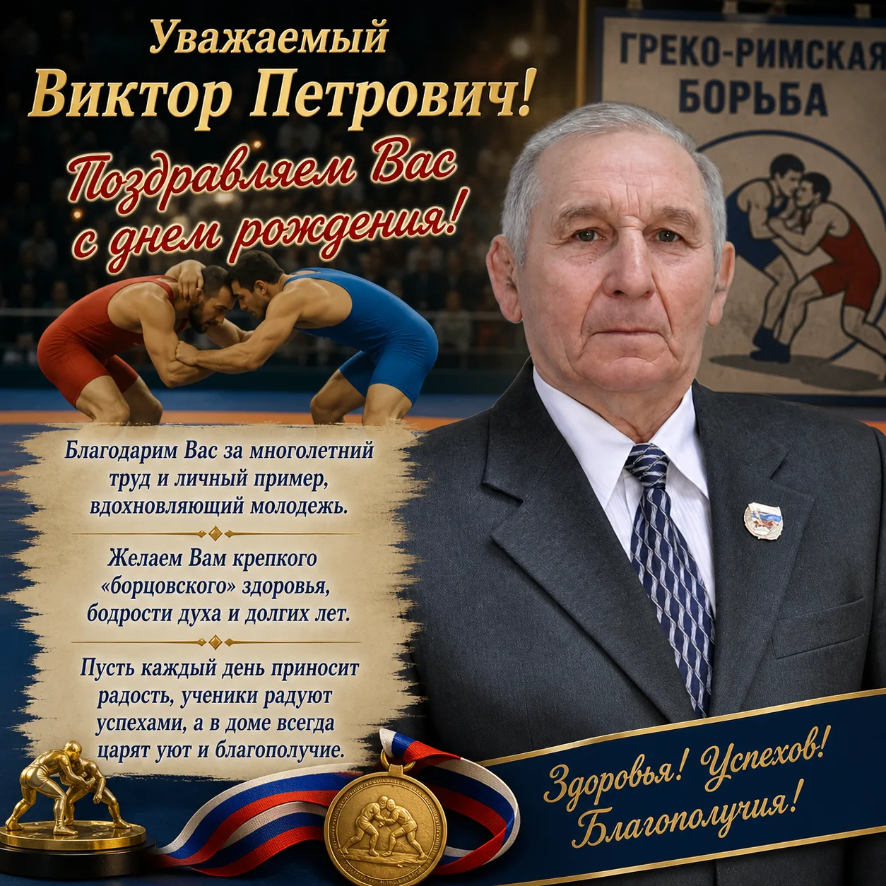 ✨Поздравляем с юбилейным днём рождения ветерана спорта, тренера-преподавателя по греко-...