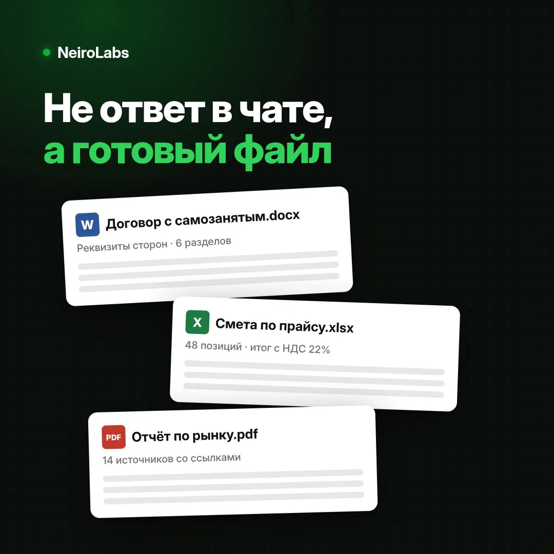 NeiroLabs. Пишете задачу — получаете готовый файл