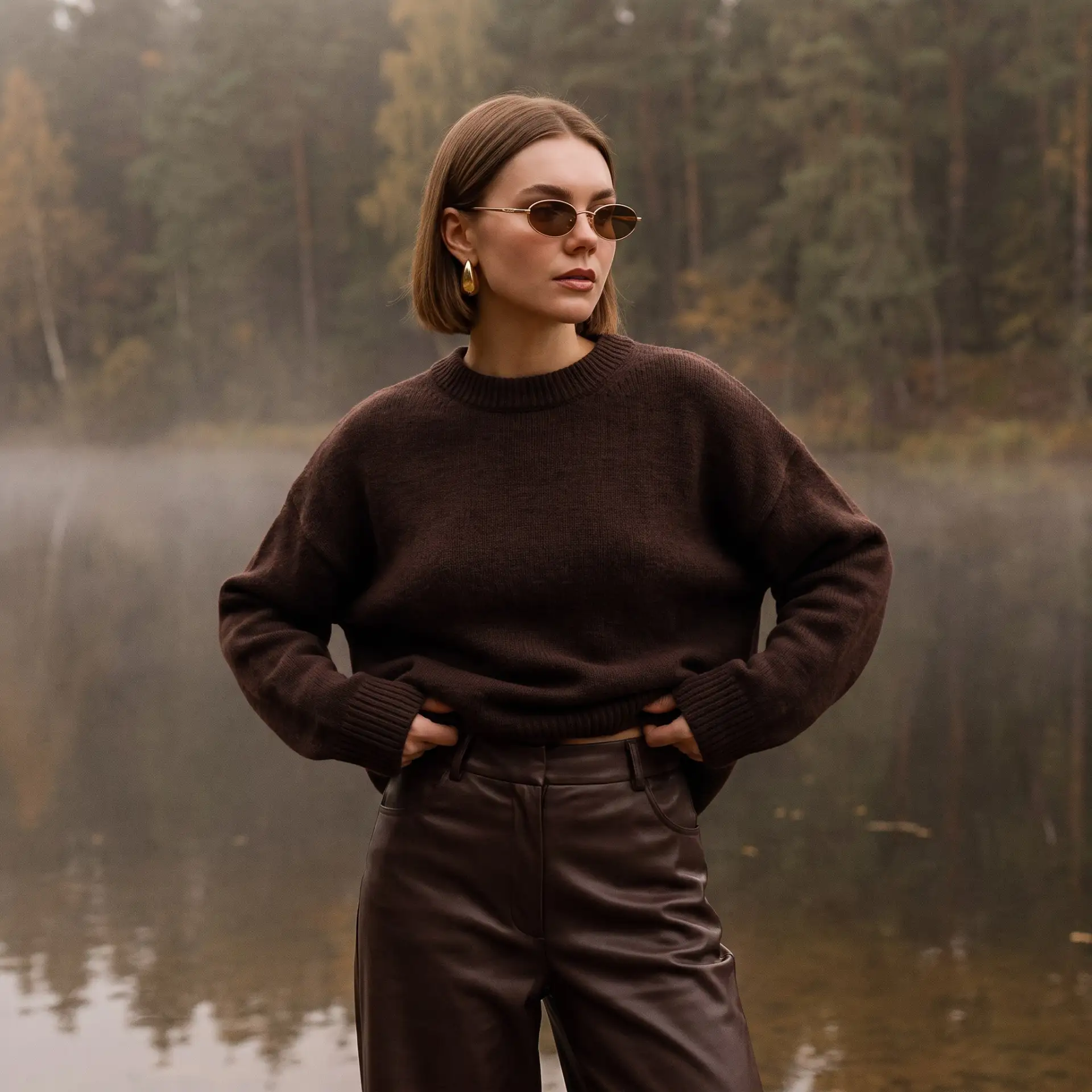 Осенний Pinterest-портрет у туманного озера 🍂