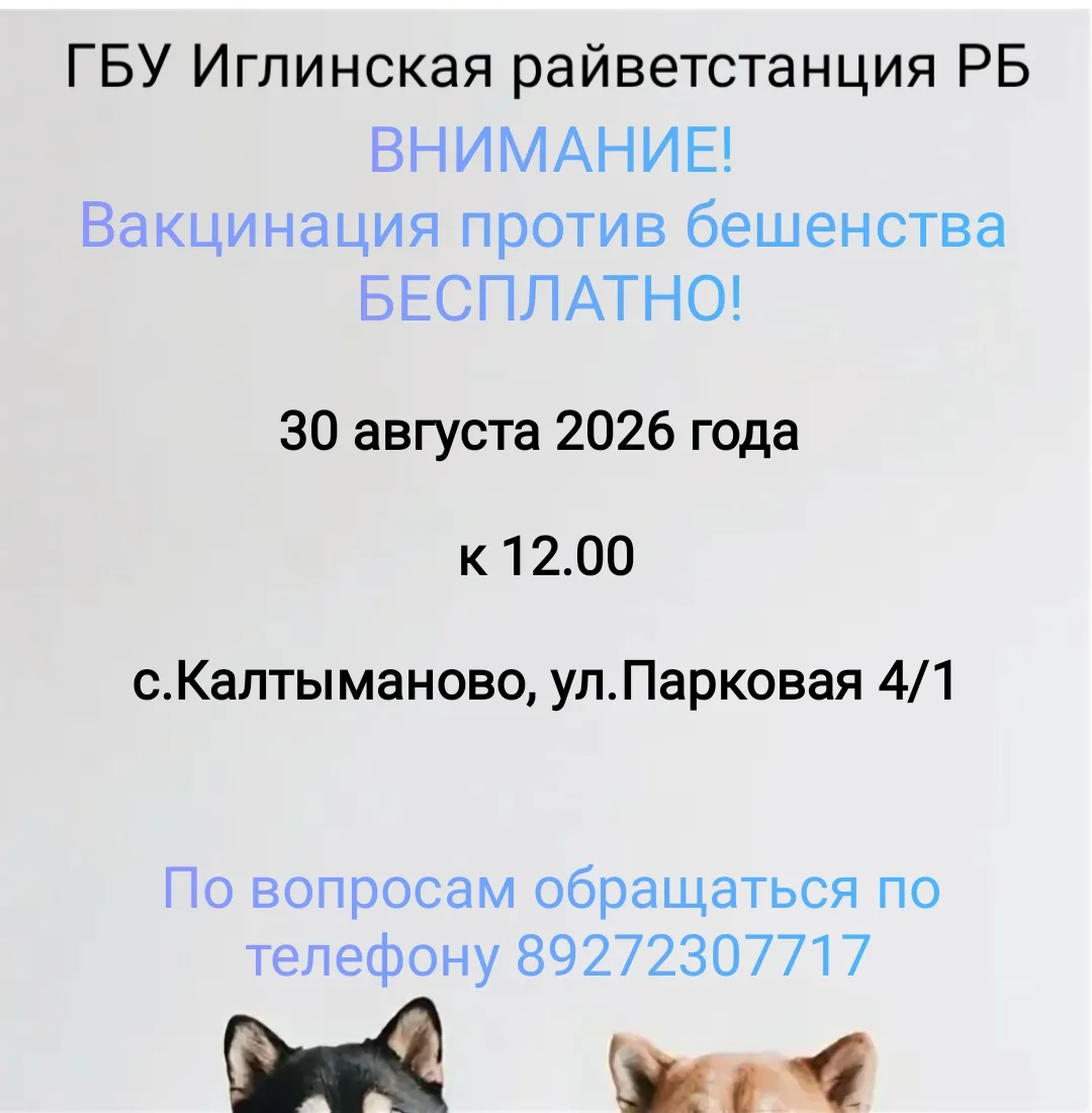 📣ВНИМАНИЕ! ВАКЦИНАЦИЯ ПРОТИВ БЕШЕНСТВА📣