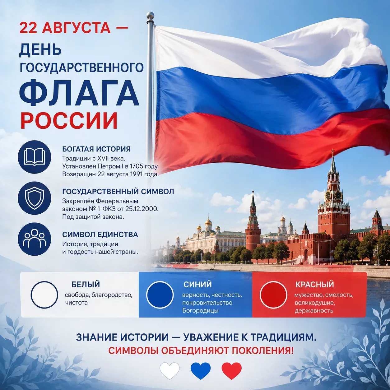 Государственный флаг — один из главных символов страны, отражающий её историю и государ...