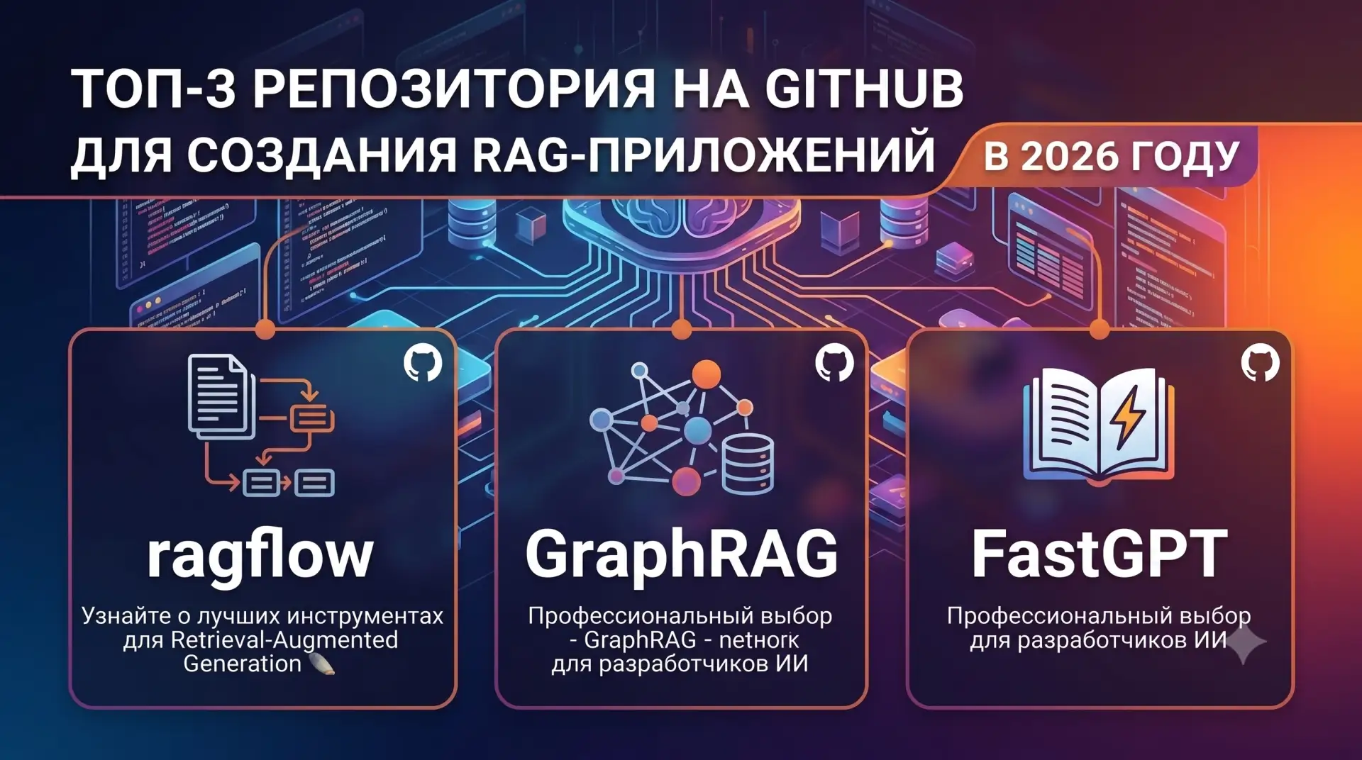 ТОП-3 РЕПОЗИТОРИЯ НА GITHUB ДЛЯ СОЗДАНИЯ RAG-ПРИЛОЖЕНИЙ В 2026 ГОДУ. 

1. ragflow 

Полноценный RAG-