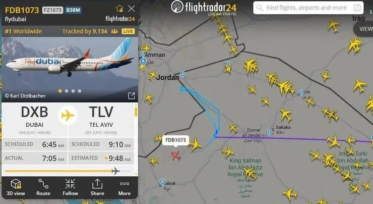 ❗️Пассажирский самолёт Boeing 737, следующий рейсом из Дубая в Тель-Авив, возможно, зах...