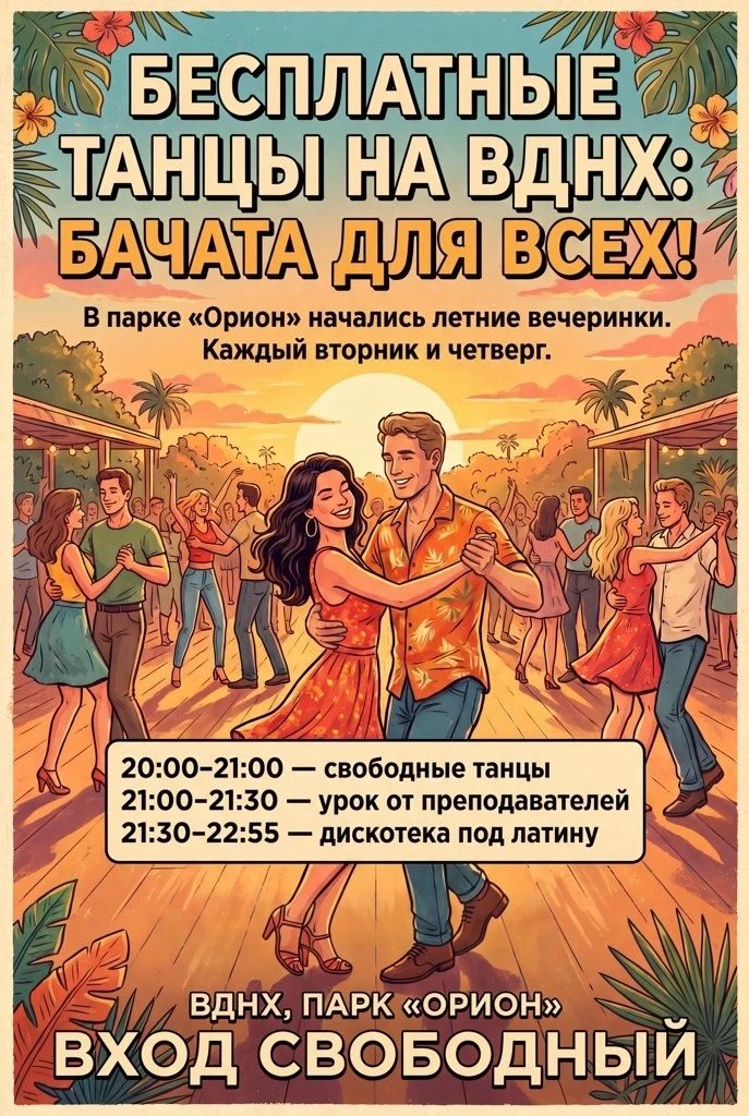 Ховрино | Войковская | Речной Вокзал | Москва🏡

🎶 Бесплатные танцы на ВДНХ: бачата для всех!

В па