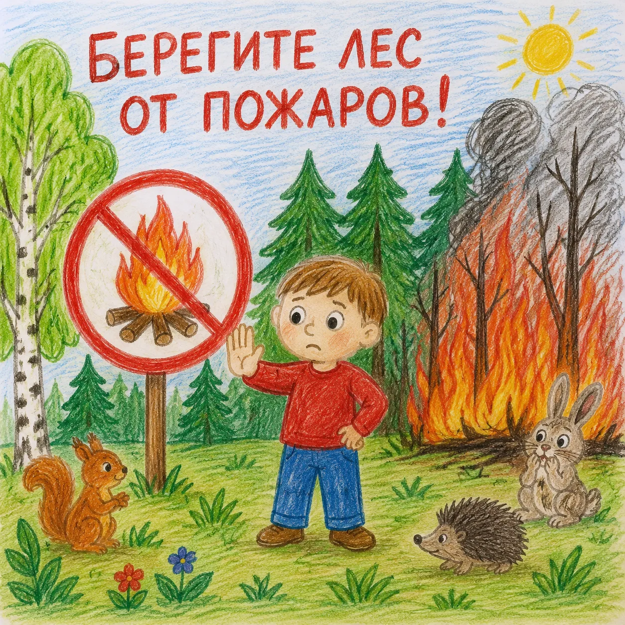Лес — это наше богатство. Не дайте ему сгореть!
⁣
Дорогие родители! Отправляясь на природу, помните: