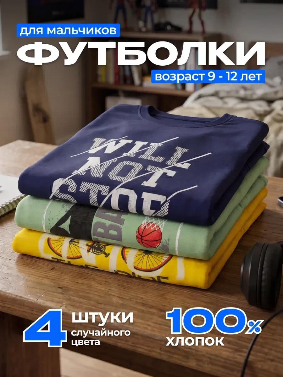 ⚡️ Футболки детские набор 4 шт, Kidyboo