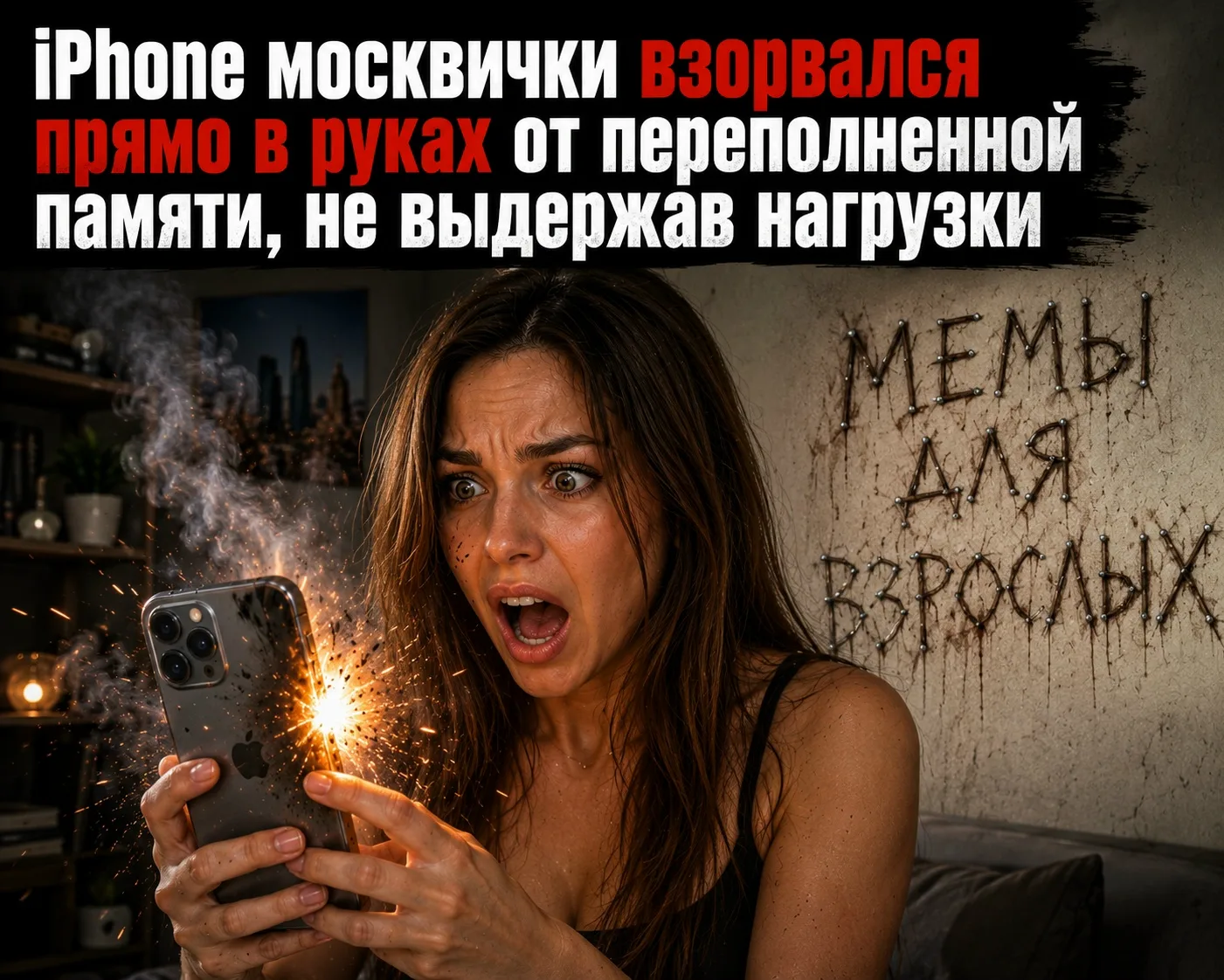 iPhone москвички взорвался прямо в руках от переполненной памяти, не выдержав нагрузки