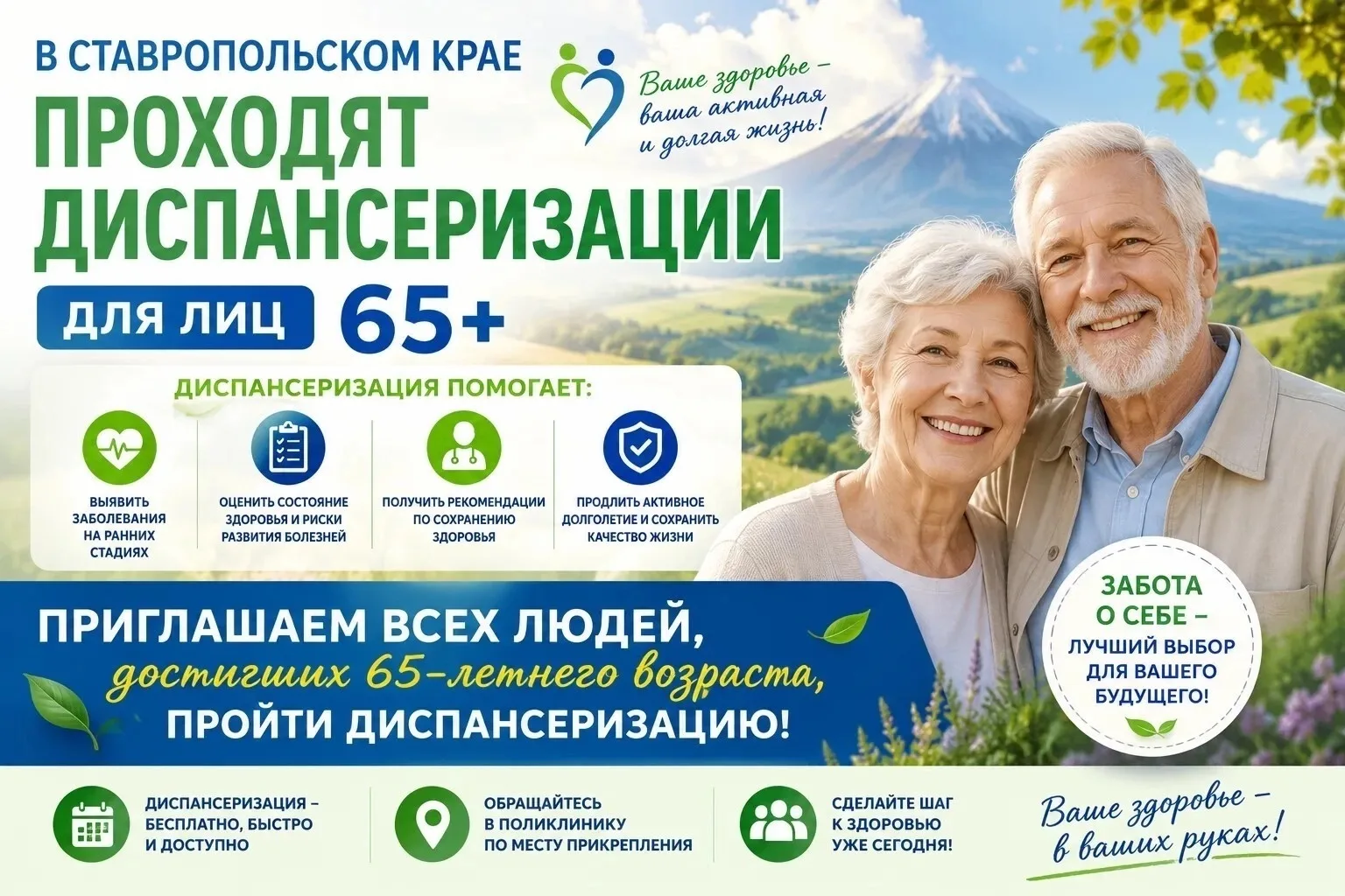С 1 по 31 июля 2026 года в Ставропольском крае проходит месячник диспансеризации для граждан старше 