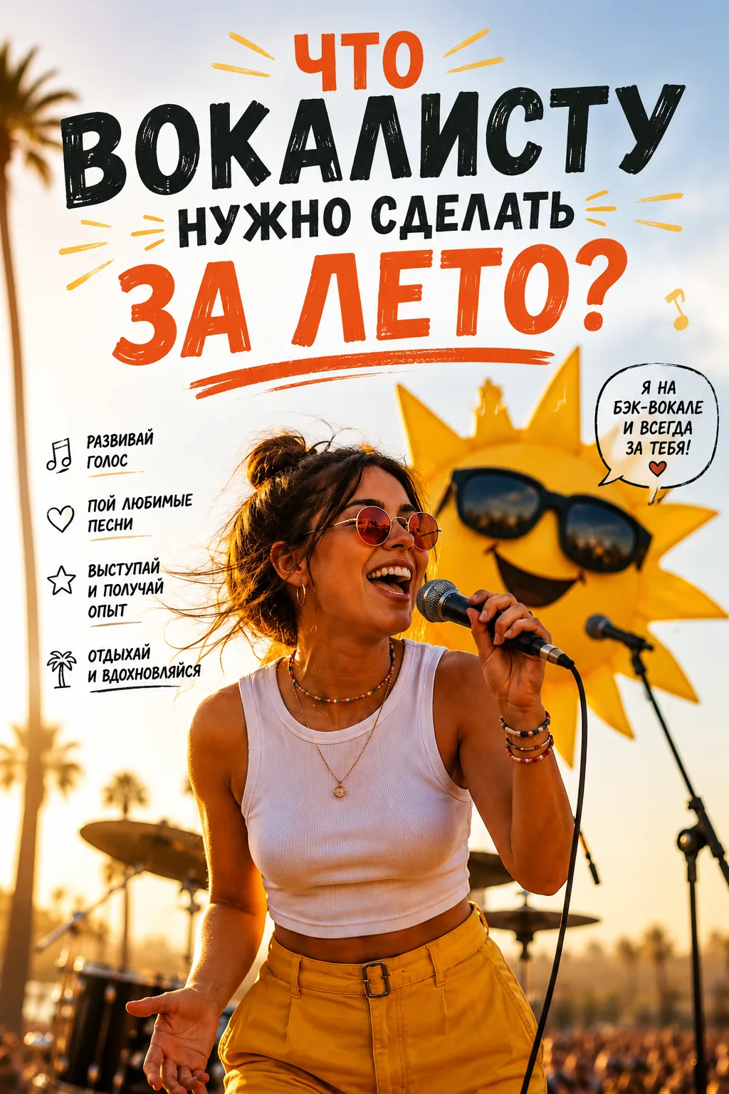 Что вокалисту нужно сделать за лето?

Лето для вокалиста — время удивительное. С одной стороны, хоче