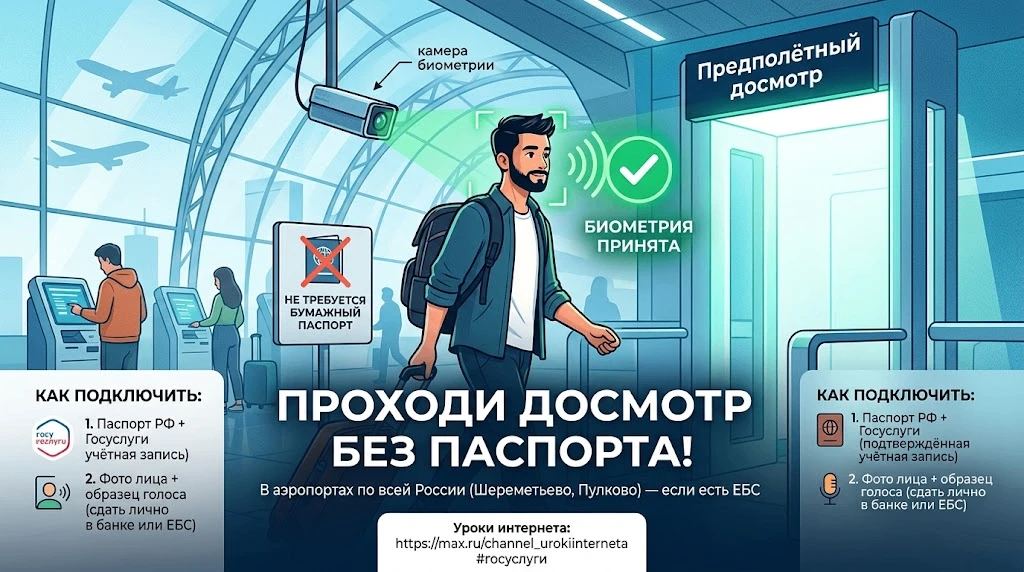 В аэропортах можно будет проходить досмотр без бумажного паспорта — если у вас есть био...