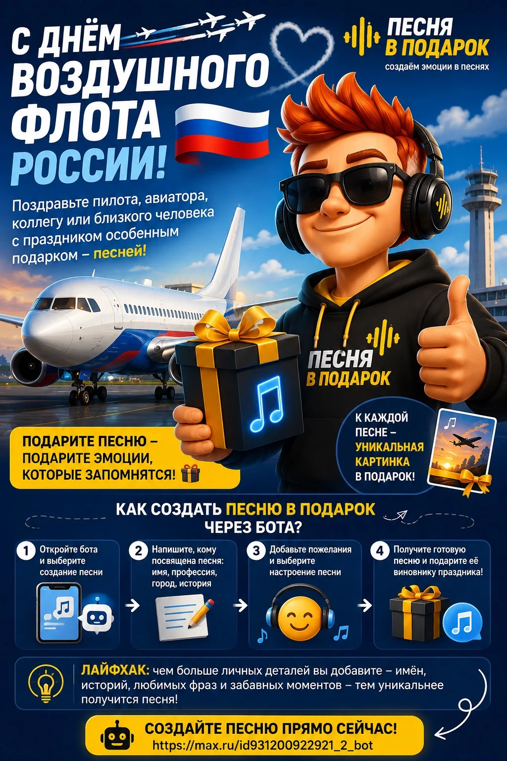 ✈️🇷🇺 С Днём Воздушного Флота России! Как создать песню в подарок для авиатора 🎵🎁