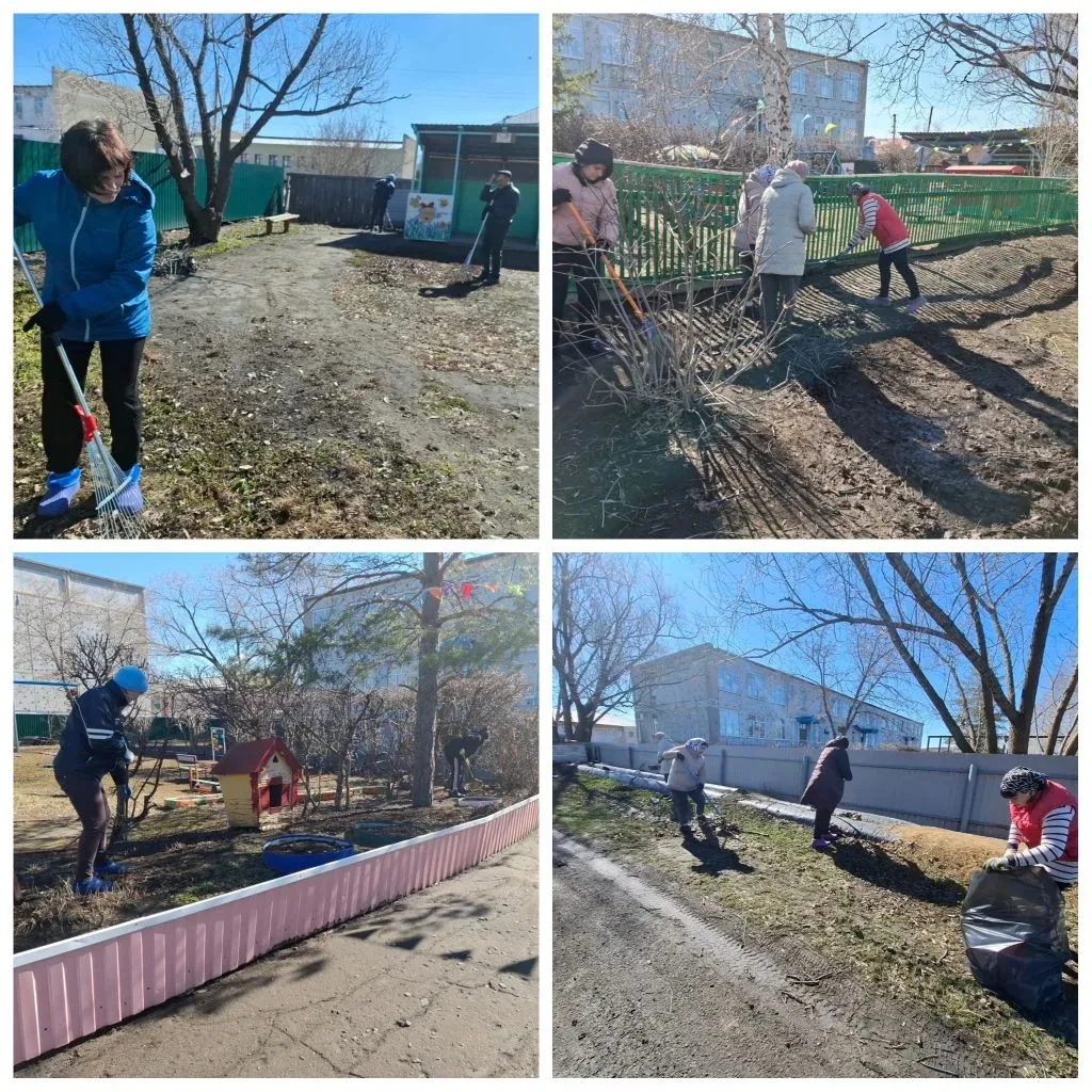 🧹Первый весенний субботник!!! ✨В нашем детском саду начались весенние субботники по уб...