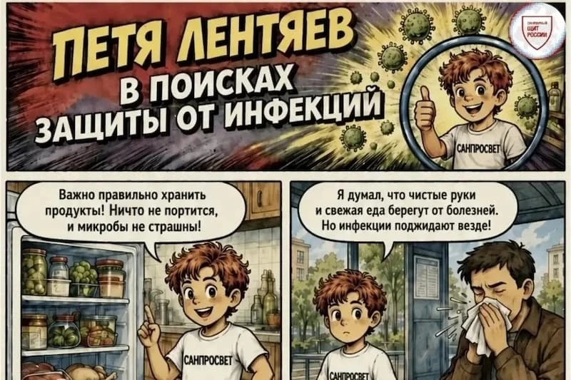 Роспотребнадзор представляет комикс «Петя Лентяев в поисках защиты от инфекций»