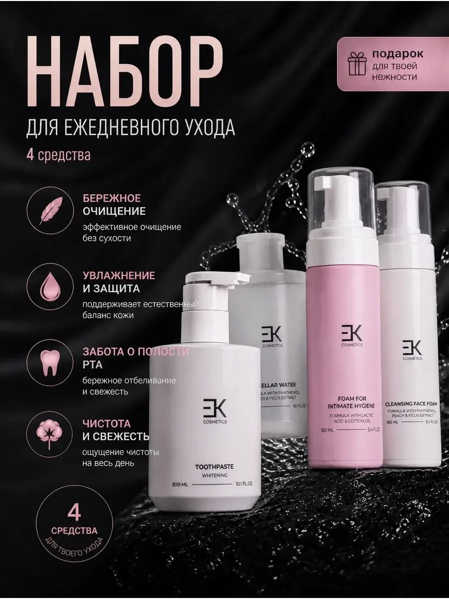 ⚡️ Гель для умывания, пенка, зубная паста и мицеллярная вода, EK Cosmetics