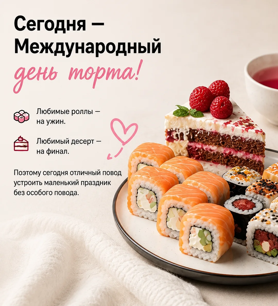 🍰 Сегодня — Международный день торта!
