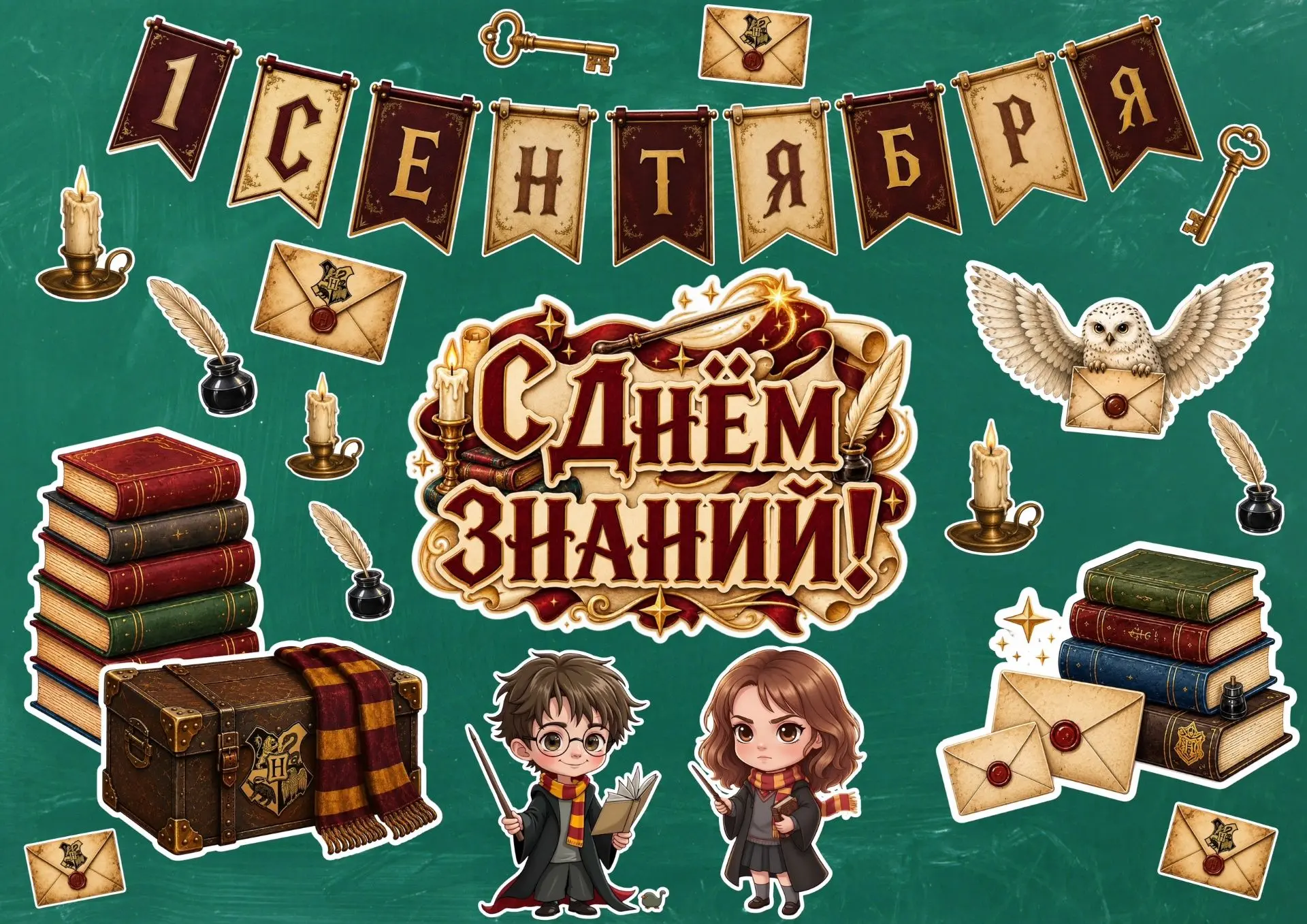 🎁 Бесплатное оформление доски ко Дню знаний в стиле Гарри Поттера школы волшебства