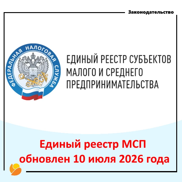 Единый реестр МСП обновлен 10 июля 2026 года: