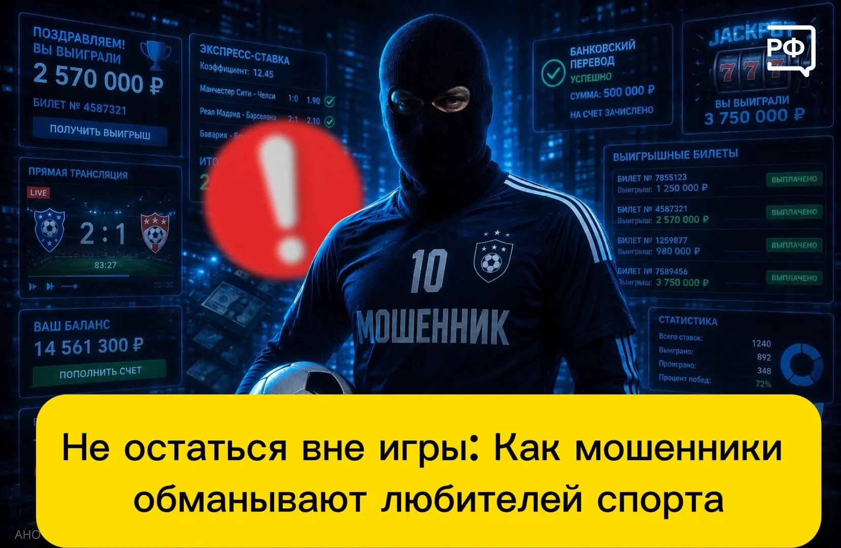 Спорт любит честных. Мошенникам тут не место!

Летом болельщиков ждут грандиозные события: ЧМ по фут