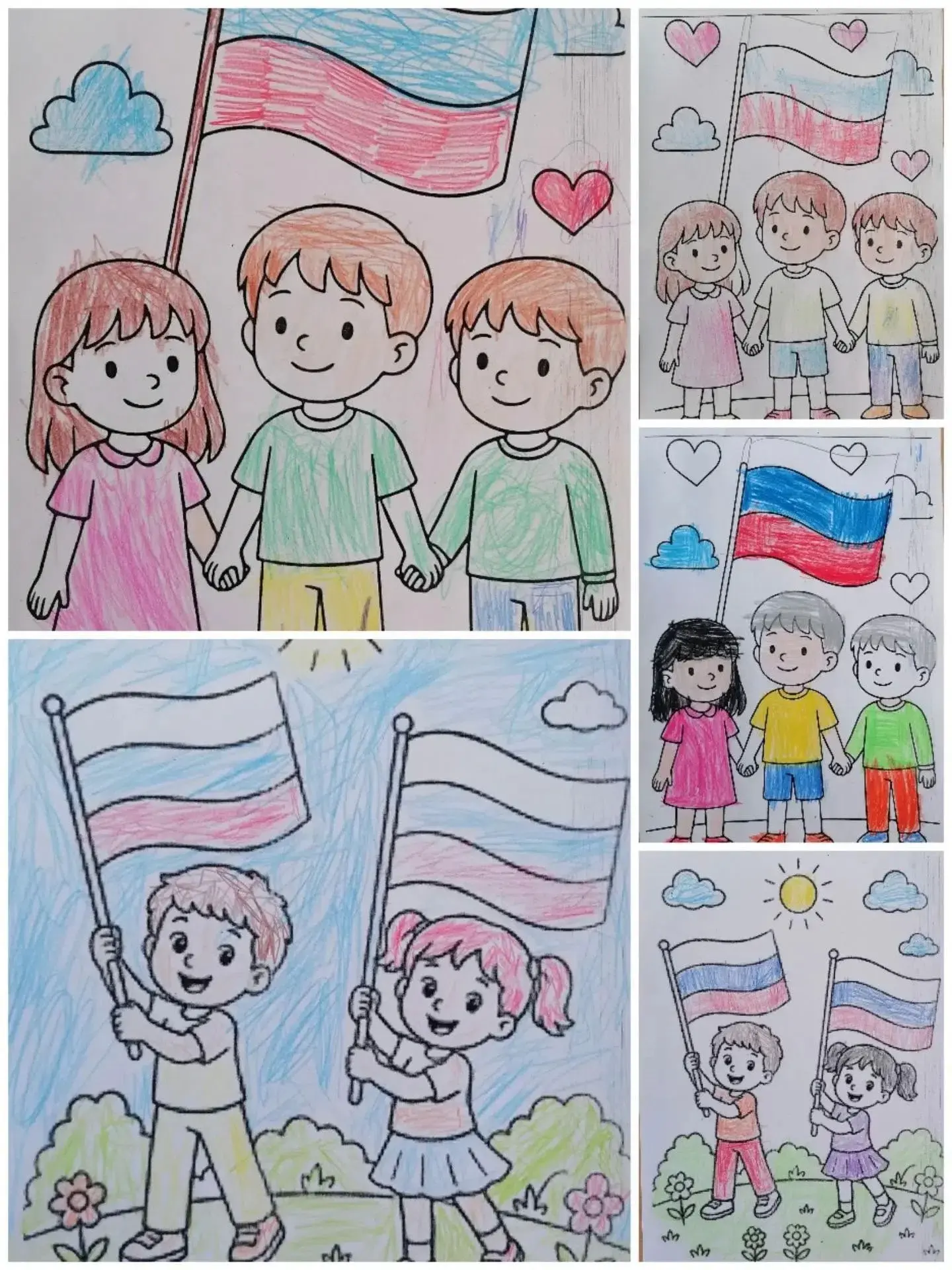 🎨 Целая галерея рисунков с флагами получилась у наших подготовишек! 🎨