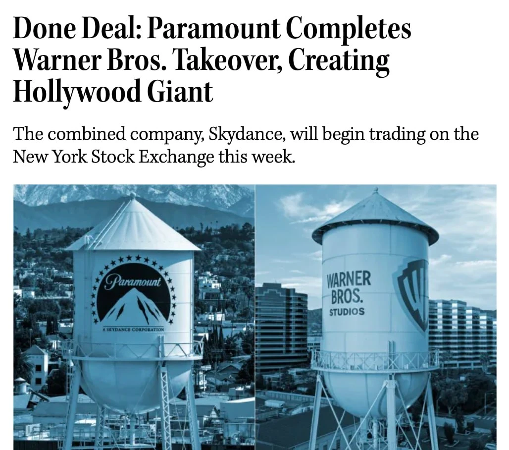 🎬 Сделка века: Paramount купила Warner Bros. за $111 млрд