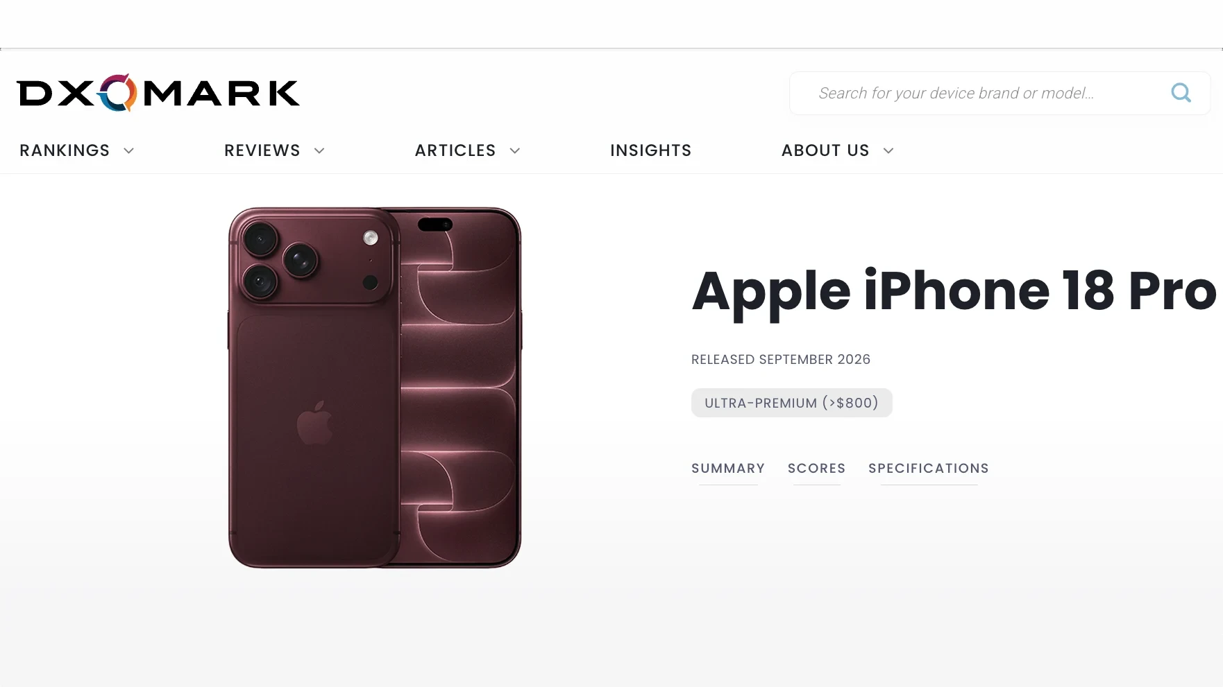 DxOMark: новый iPhone 18 Pro снимает хуже, чем прошлогодний Huawei