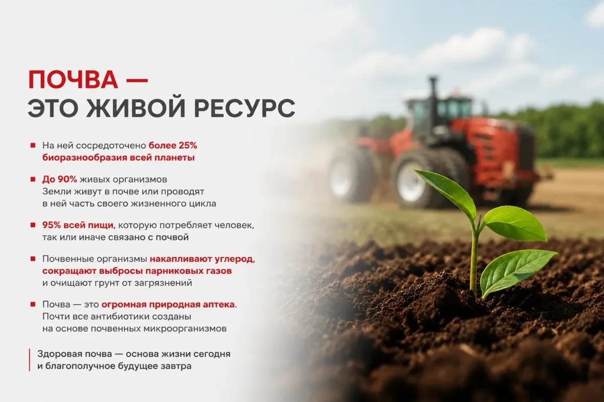 Почва — это живой ресурс, на котором сосредоточено более 25% биоразнообразия всей планеты.

До 90%