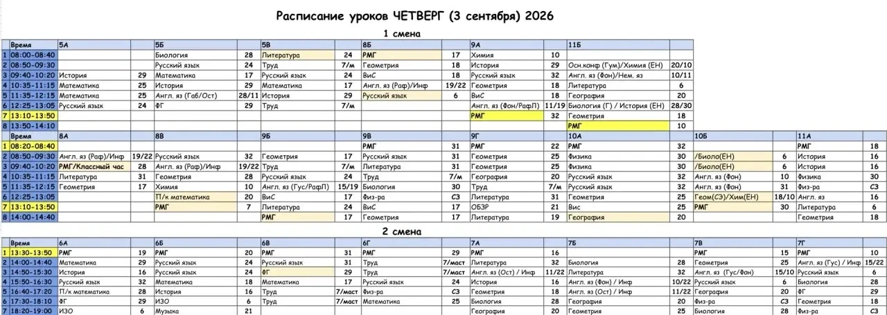 🗓️ РАСПИСАНИЕ 🗓️