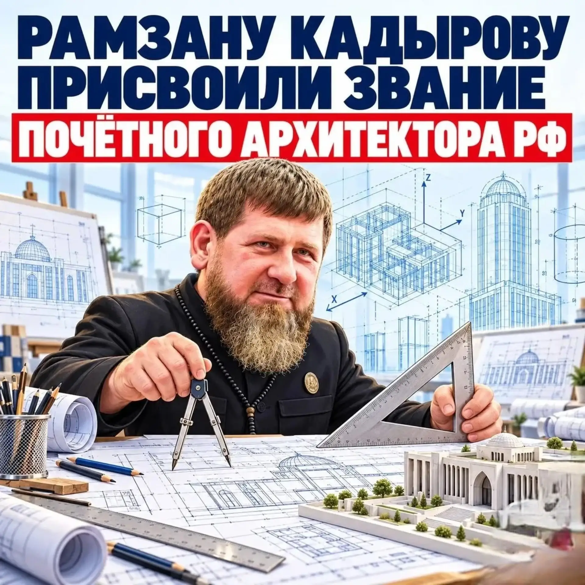 Рамзану Кадырову присвоили звание «Почетный архитектор Российской Федерации»