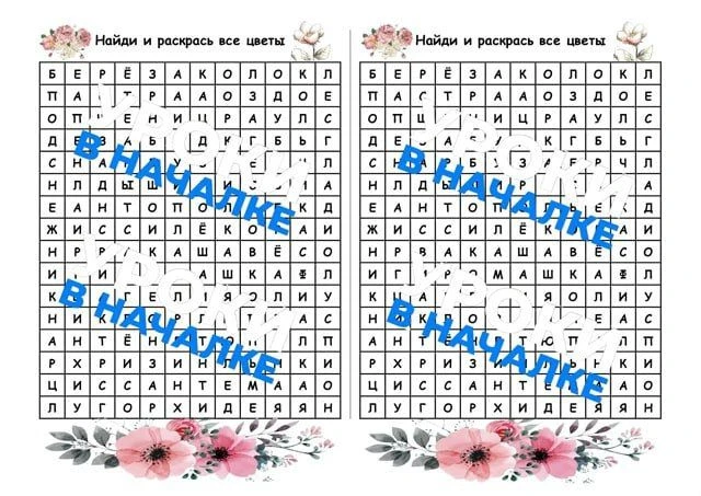 21 ИЮНЯ - МЕЖДУНАРОДНЫЙ ДЕНЬ ЦВЕТКА 🌸
Тематический филворд "Цветы"
Представлено оформление с фоном 