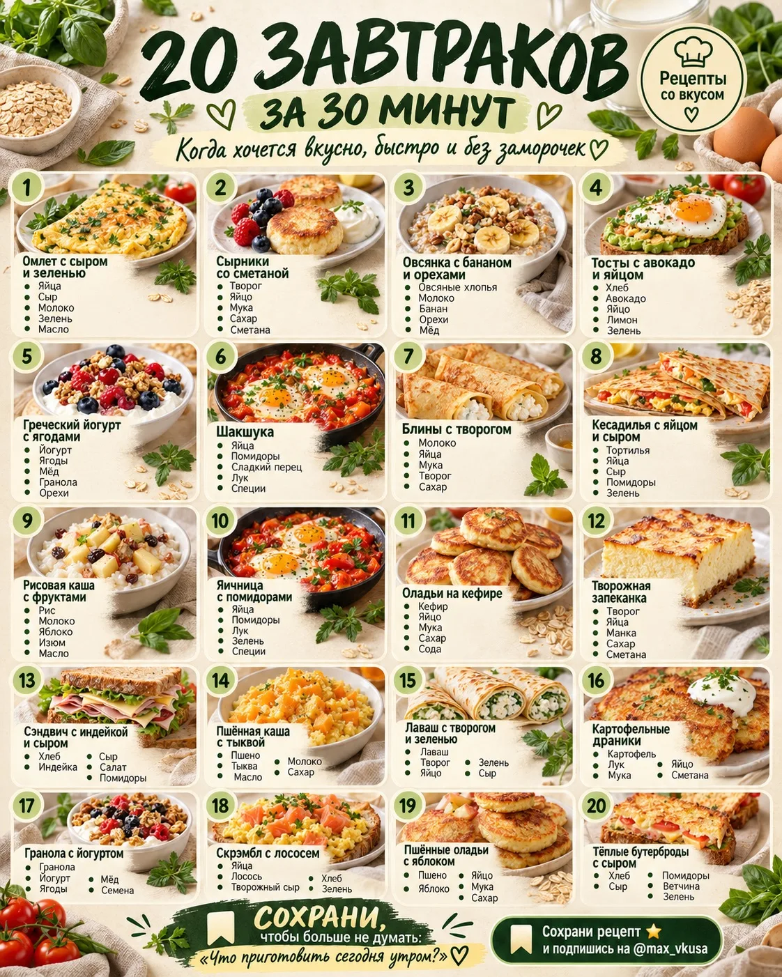 Не знаете, что приготовить на завтрак? 🍳