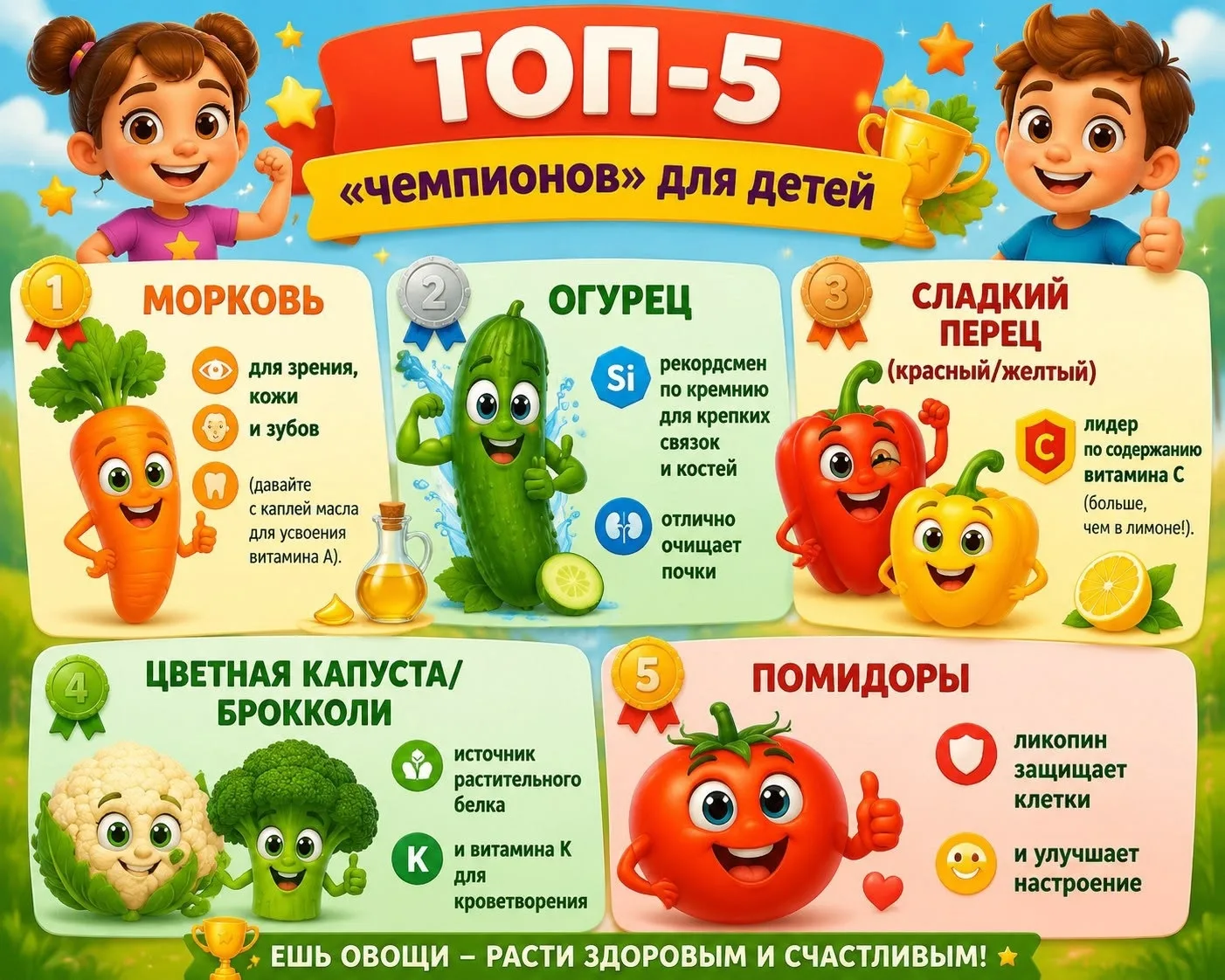🍅 Лето — время витаминов! Как подружить ребёнка с овощами?

Уважаемые родители! Лето в самом разгар