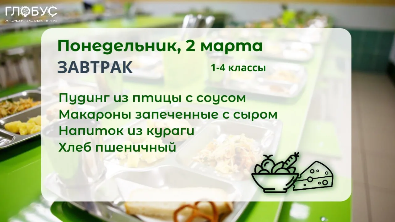 #МенюДня  🥗Школьное меню для 1-4 классов
