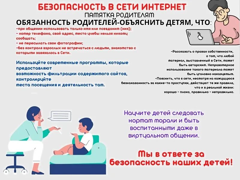 Памятка «Безопасный интернет» для ознакомления направлена в родительские чаты.