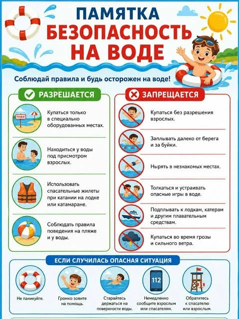 ☝💦Не забываем про правила безопасности на воде в летний период!

🙌Береги себя и своих близких!