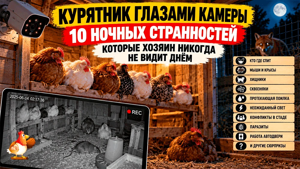 Курятник глазами камеры – 10 ночных странностей хозяин никогда не видит днём. Вечером В...