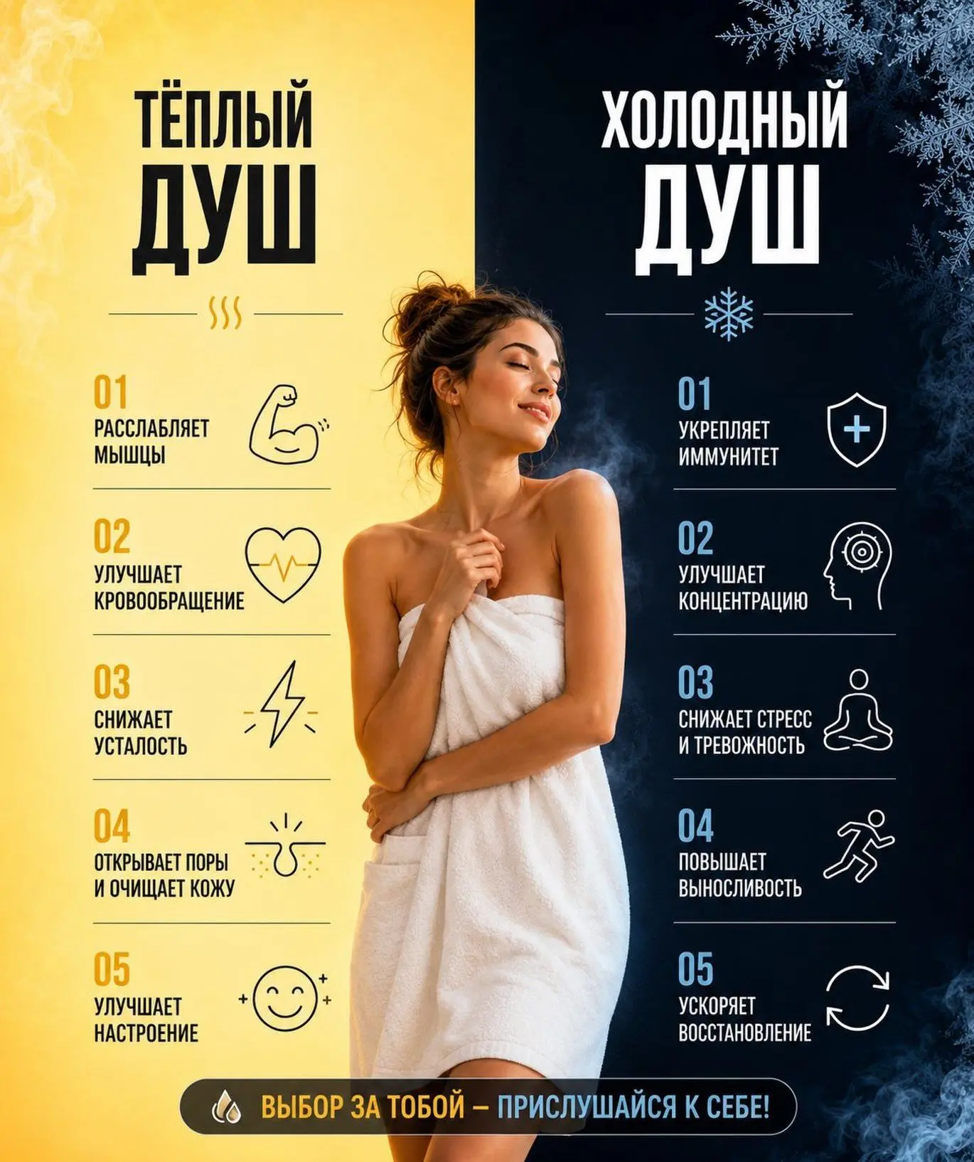 🚿 Холодный или тёплый душ: что выбрать?