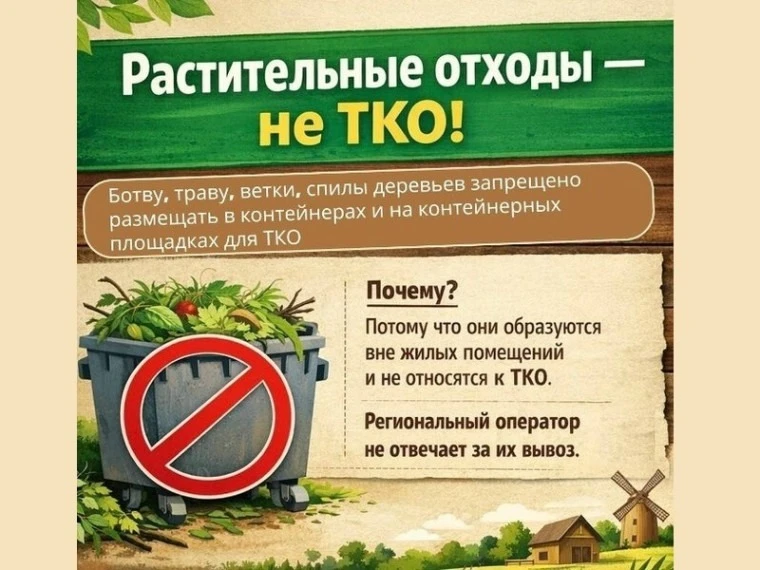 Памятка для граждан: растительные отходы — не в контейнеры! 🍂🚫