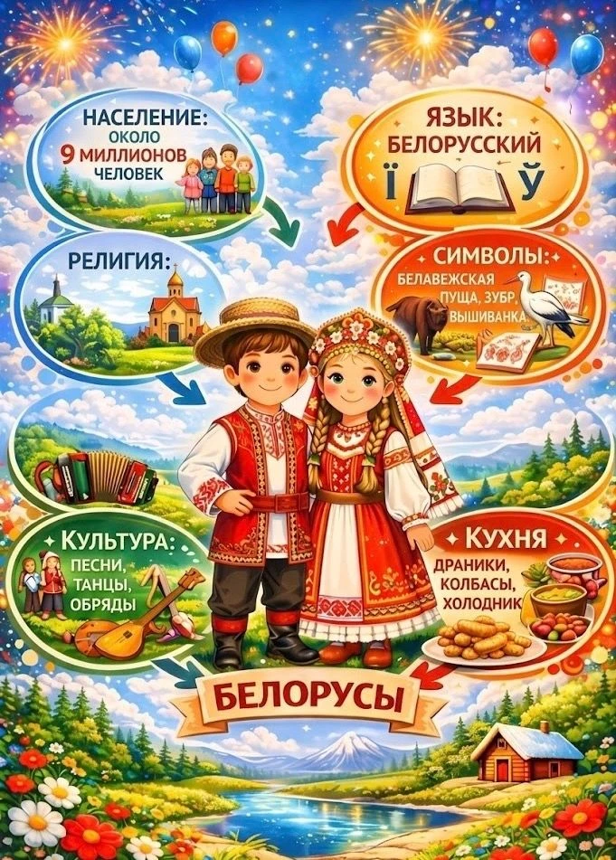 Белорусы — восточнославянский народ, тесно связанный с русскими и украинцами общей историей и культу
