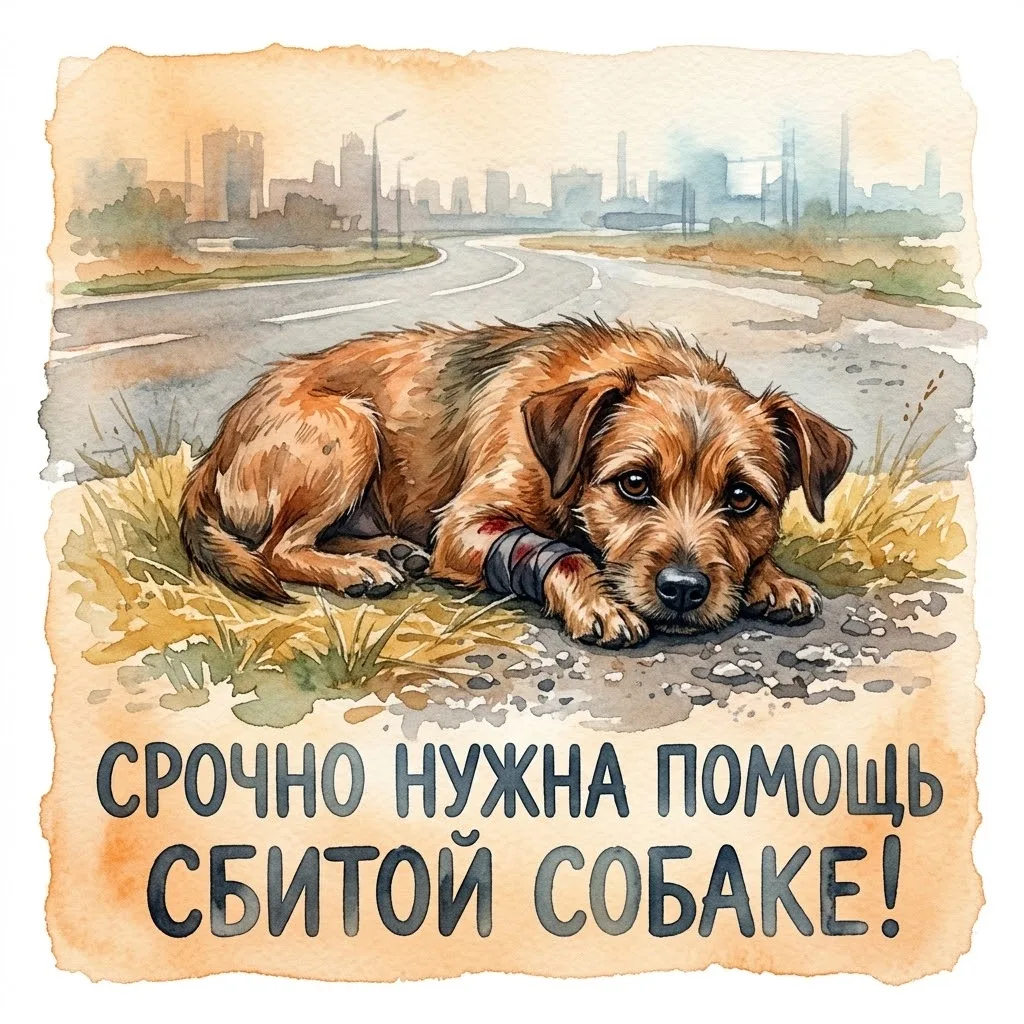 🆘 СРОЧНО! СБИТАЯ СОБАКА ДВОЕ СУТОК БЕЗ ПОМОЩИ! ⚠