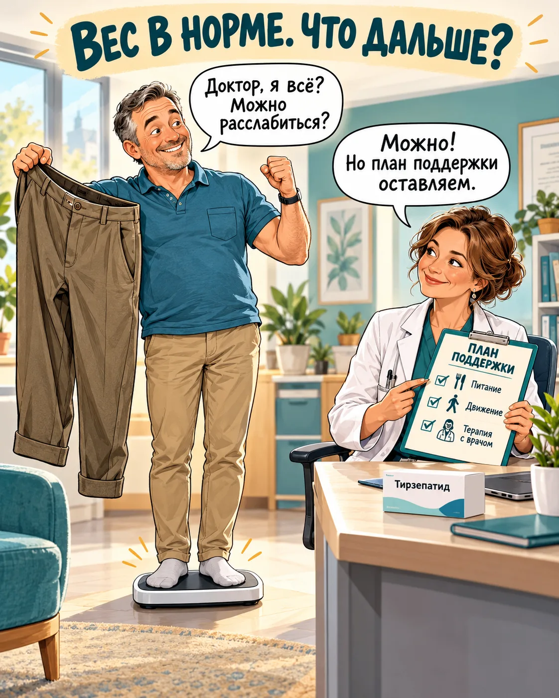 🩱⚖️ Достигли нужного веса? Как питаться дальше и что делать с тирзепатидом