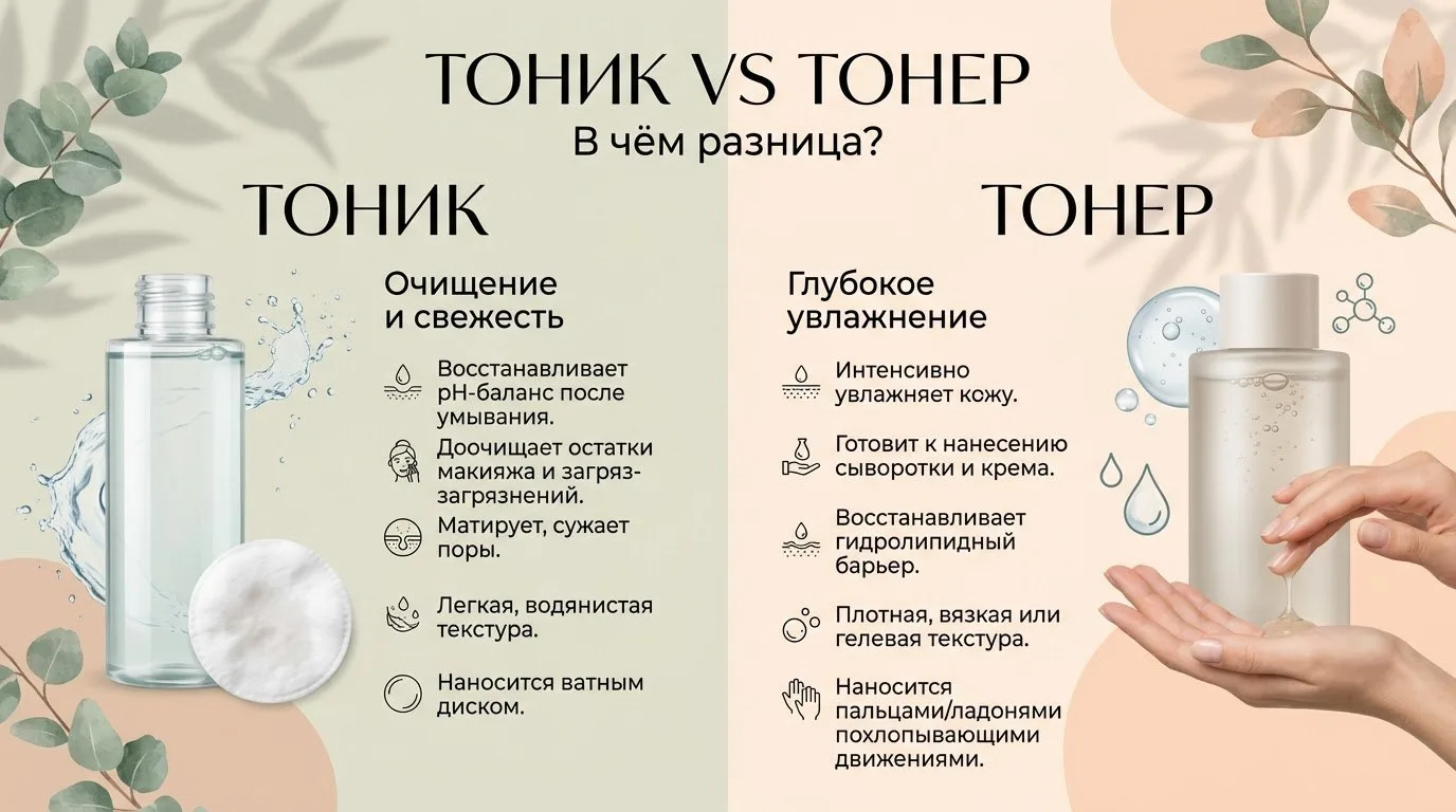 Тоник vs. Тонер: вечная путаница (и почему все говорят о «молочном тонере») 🥛