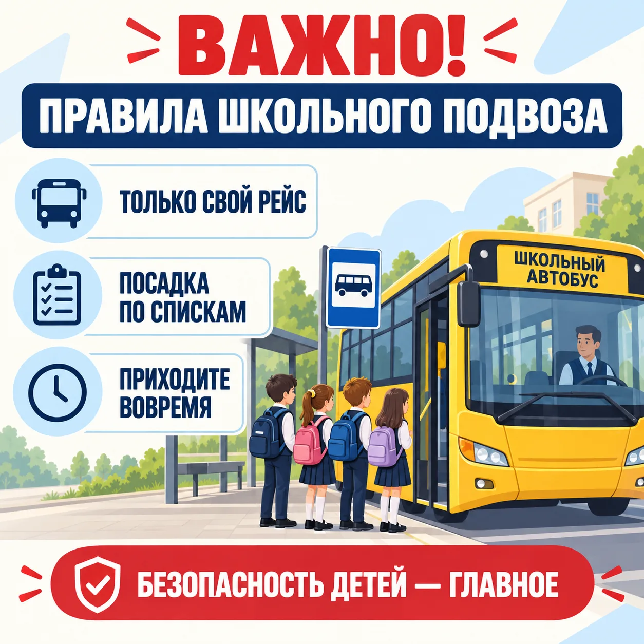 📢 Важно! Правила школьного подвоза учащихся