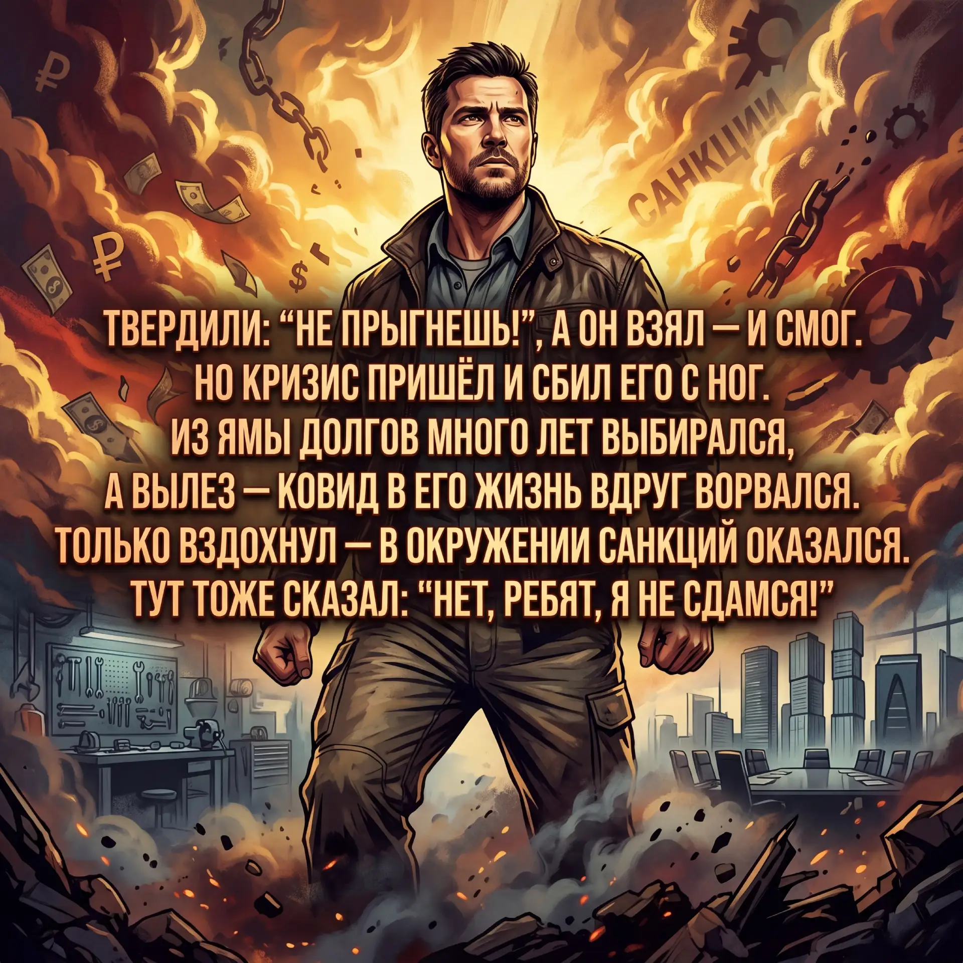 Предприниматель — это ⬆️ про тебя? Тогда песня «Не сдамся!» точно для тебя! ✊ 

Напиши в комментария