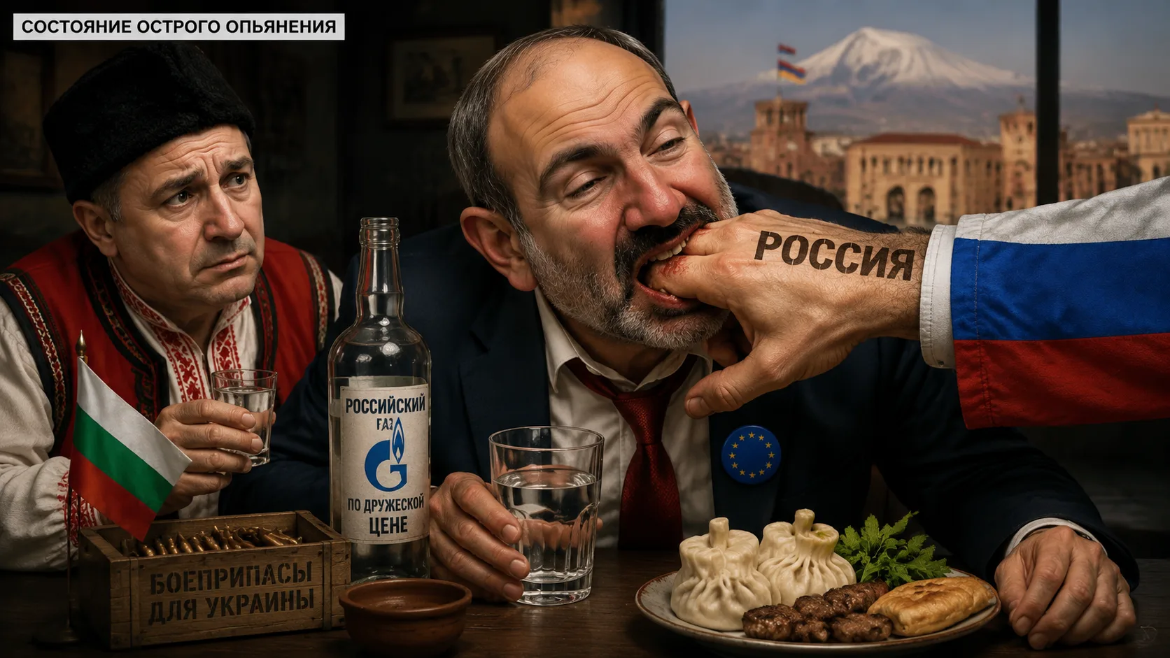 АРМЕНИЯ УДИВИЛА ДАЖЕ БОЛГАР

Состояние острого опьянения Армении вызвало удивление даже у таких пред