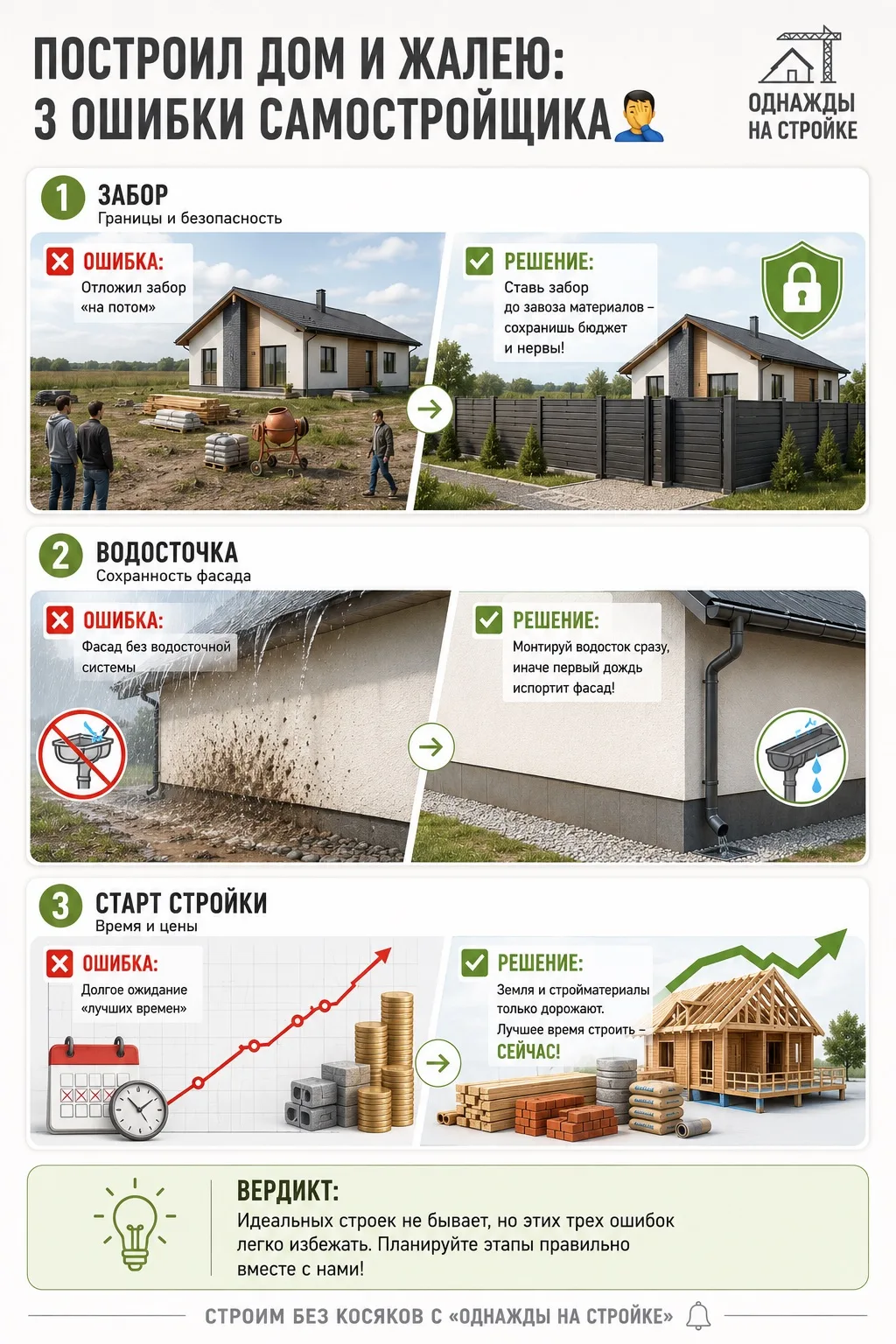 🤦‍♂️ «Построил дом и жалею»: 3 ошибки, которые стоят нервов и денег