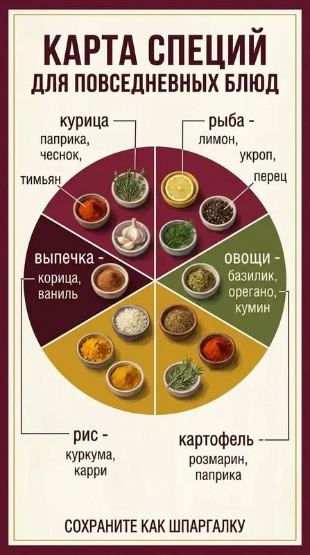 Карта специй для повседневных блюд✅