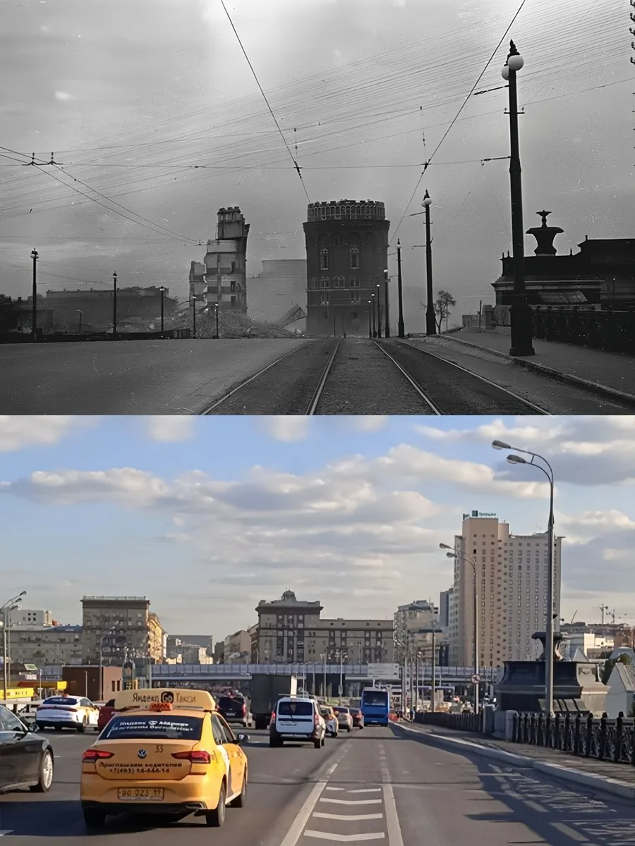 📍Крестовский мост. 

1939/2023 год.

💡На старой фотографии запечатлён снос водонапорных башен у Кр