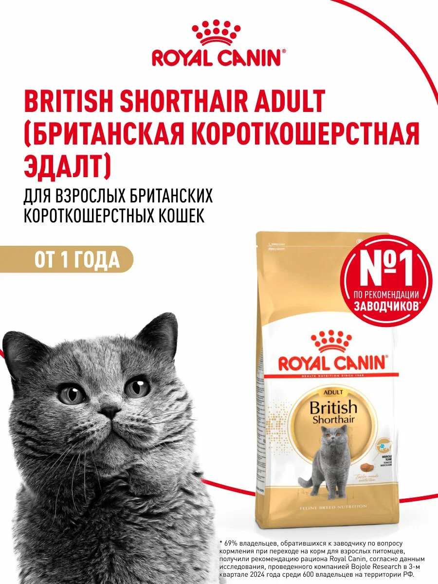 Сухой корм для кошек Royal Canin Adult для британской породы, 0,4 кг