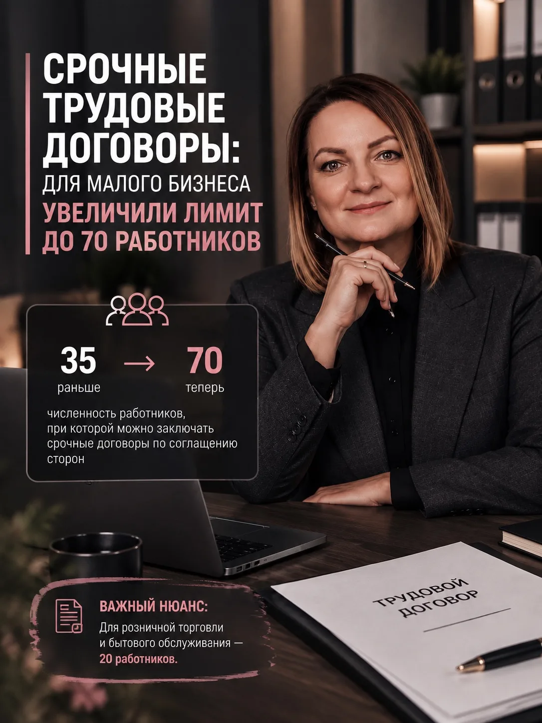 СРОЧНЫЕ ТРУДОВЫЕ ДОГОВОРЫ: ДЛЯ МАЛОГО БИЗНЕСА УВЕЛИЧИЛИ ЛИМИТ ДО 70 РАБОТНИКОВ🔝