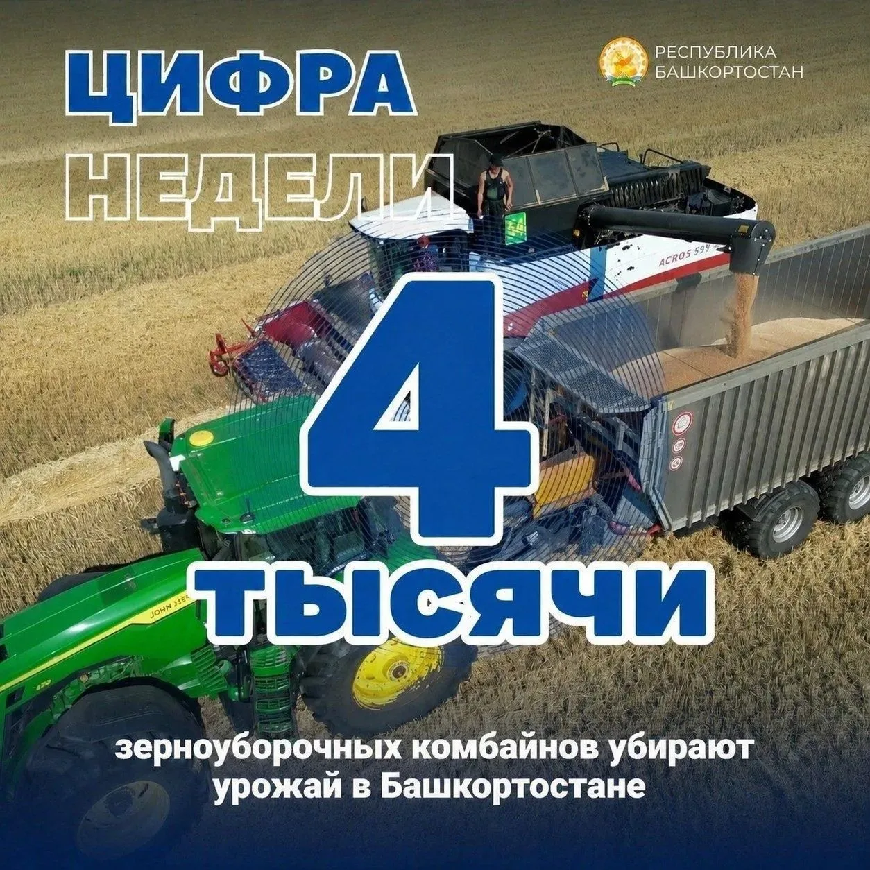 В 2026 году на уборке урожая в Башкортостане задействовали в общей сложности 4 тыс. зерноуборочных к